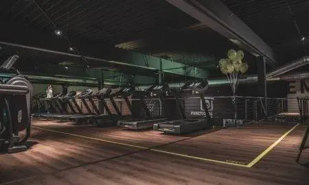 black and gray escalator inside building