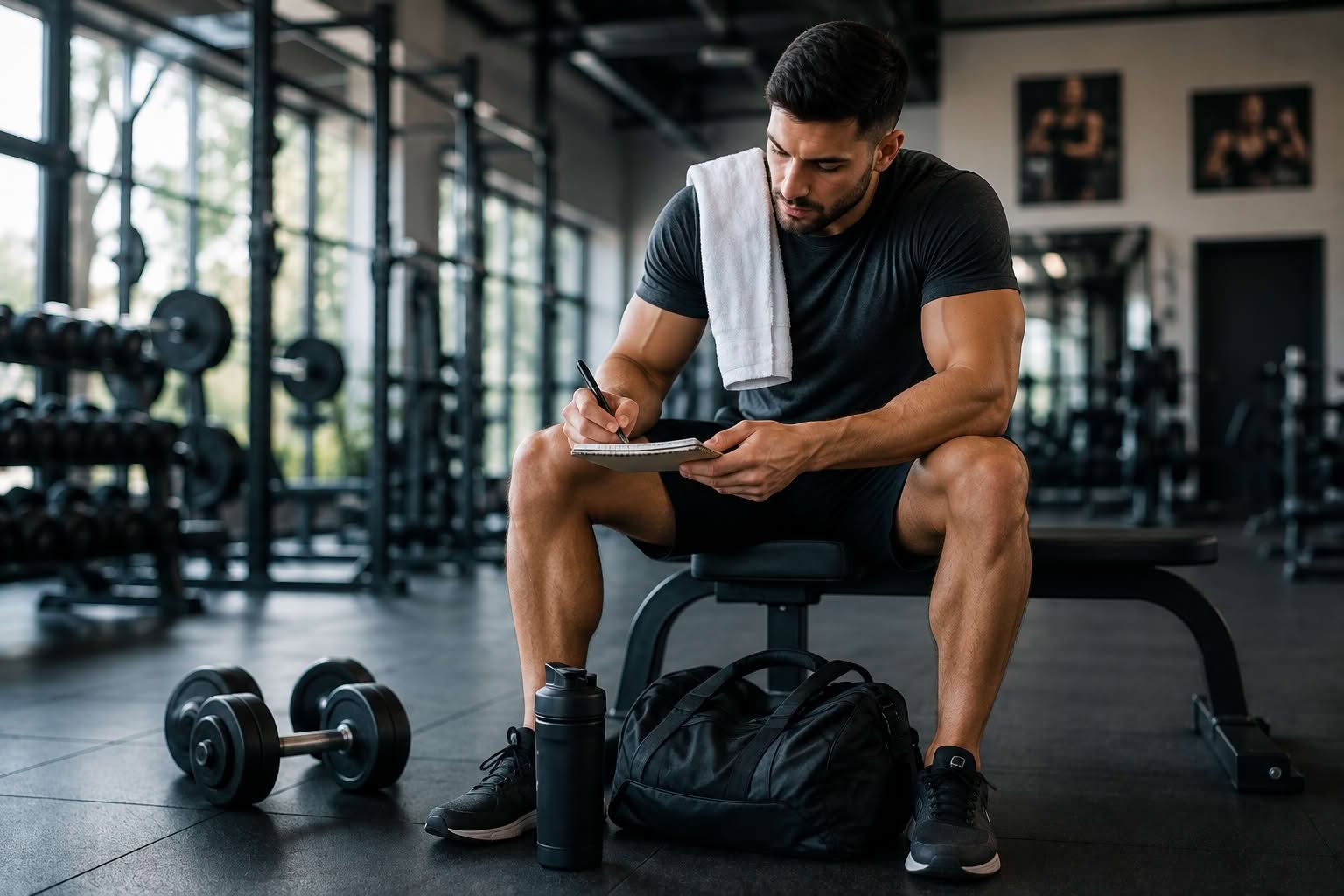 Homme se préparant à reprendre l’entraînement en salle après une pause